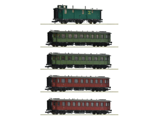 H0 Roco 6200076  5-dílný set rychlíkových vozů (1./2.třídy ABBü, 1./2./3.třídy ABCCü, 2./3.třídy BCCü, 3třídy CCü a zavazadlový vůz Gep) K.W.St.E., Ep. 1